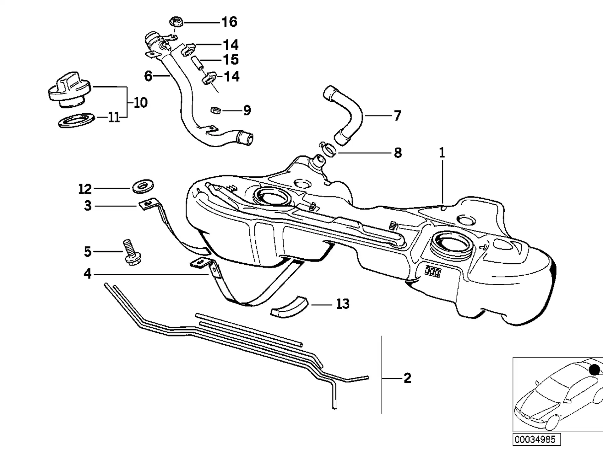 BMW Satz Anbauteile Kraftstofftank E36 16111181361