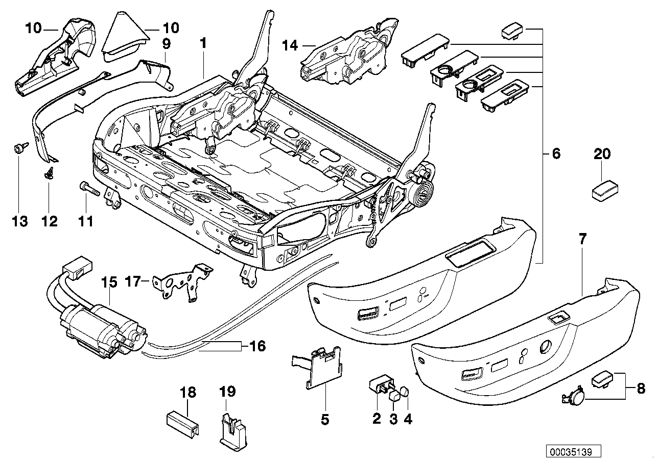 BMW Knopf Sitzverstellung vorne E24 E31 E32 E34 E36 E38 E39 61311