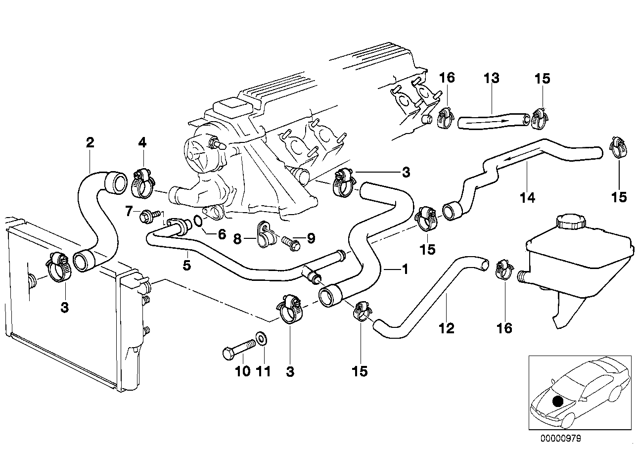 BMW Wasserschlauch E38 11532246005