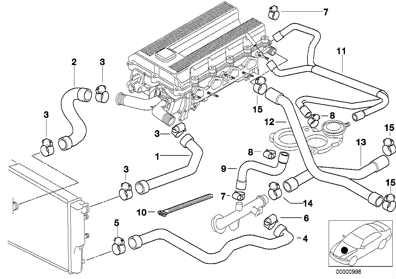 BMW Wasserschlauch E36 11531743535 - Bildposition 01