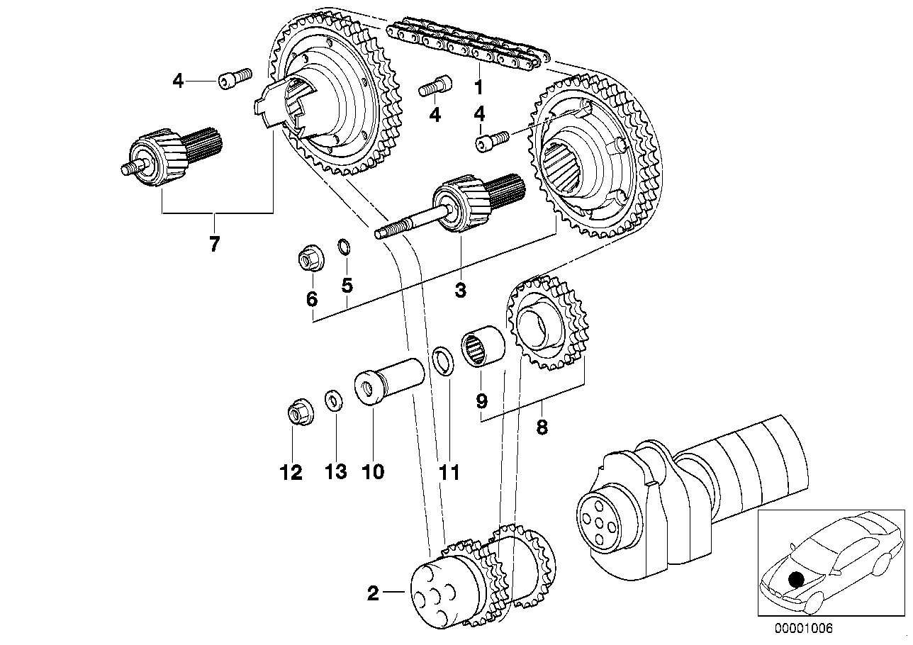 BMW Vanos-Getriebe Auslass E36 11361405174 - Bildposition 07