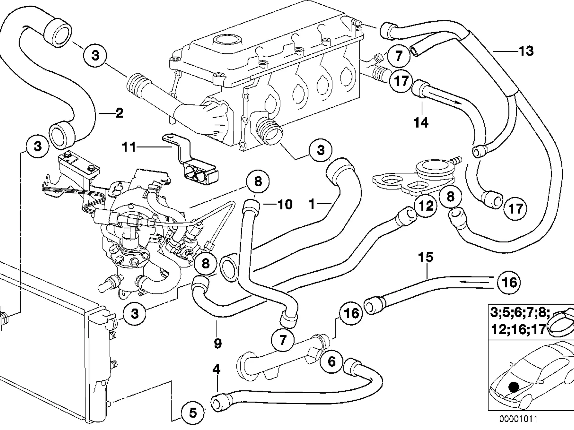 BMW Wasserschlauch E36 11531743192