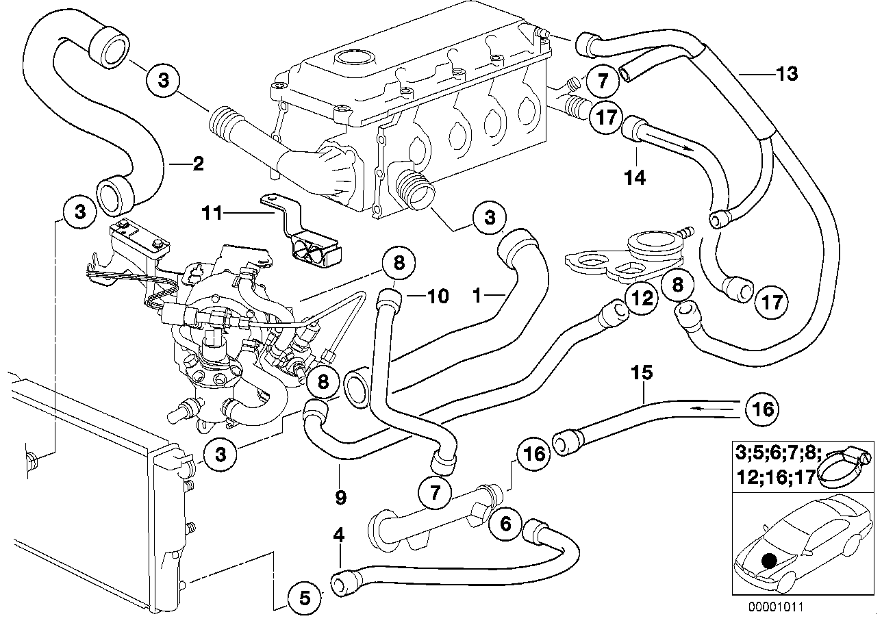 BMW Wasserschlauch E36 11531743295 - Z3 E36
