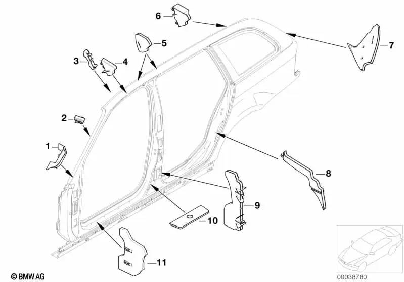 BMW Formteil Einstieg hinten 41218215546 - Bildposition 08
