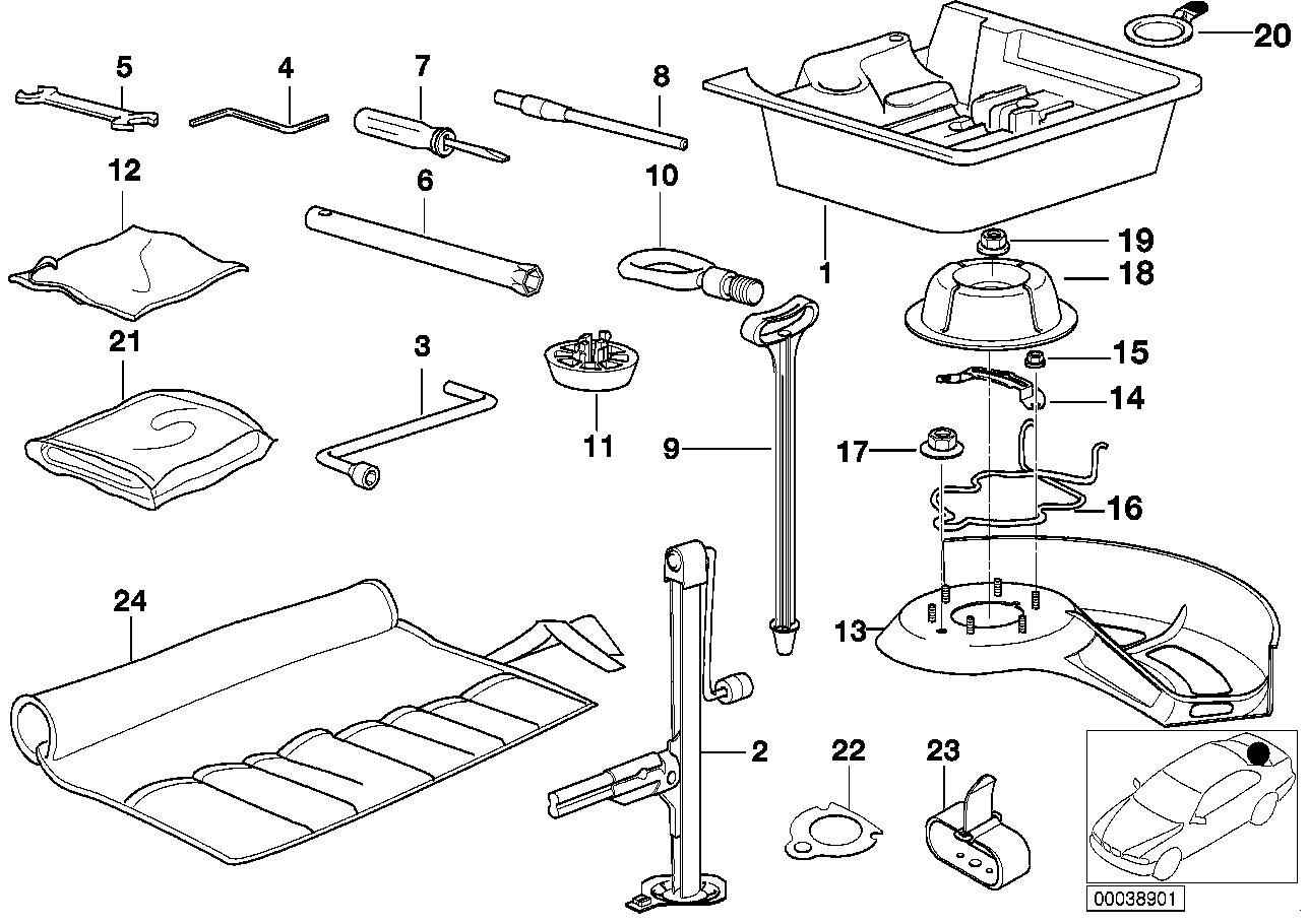 BMW Abdeckung Notrad E36 51718179710 - Bildposition 13