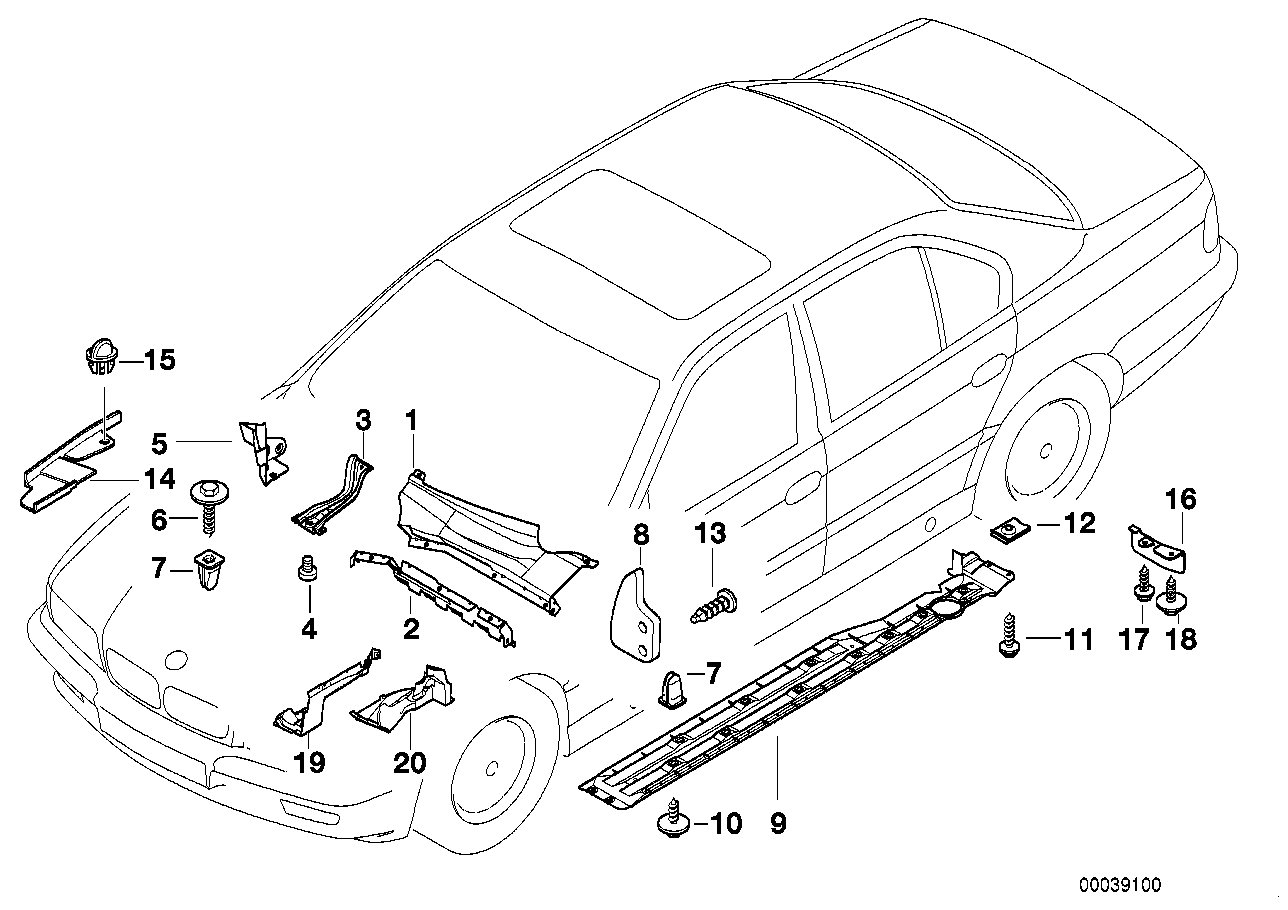 BMW Abdeckung Schweller links E38 51718206403 - 7er E38