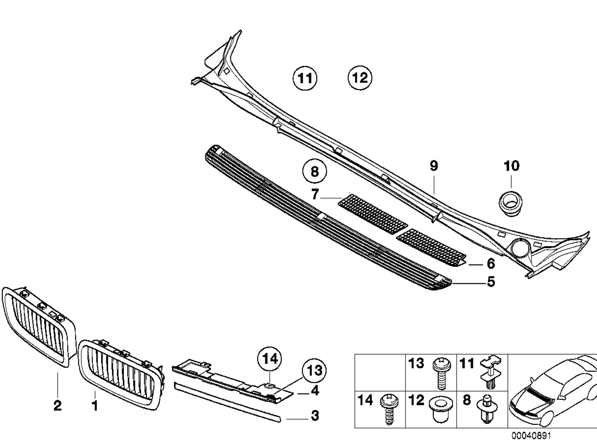 BMW Ziergitter rechts E38 51138125812