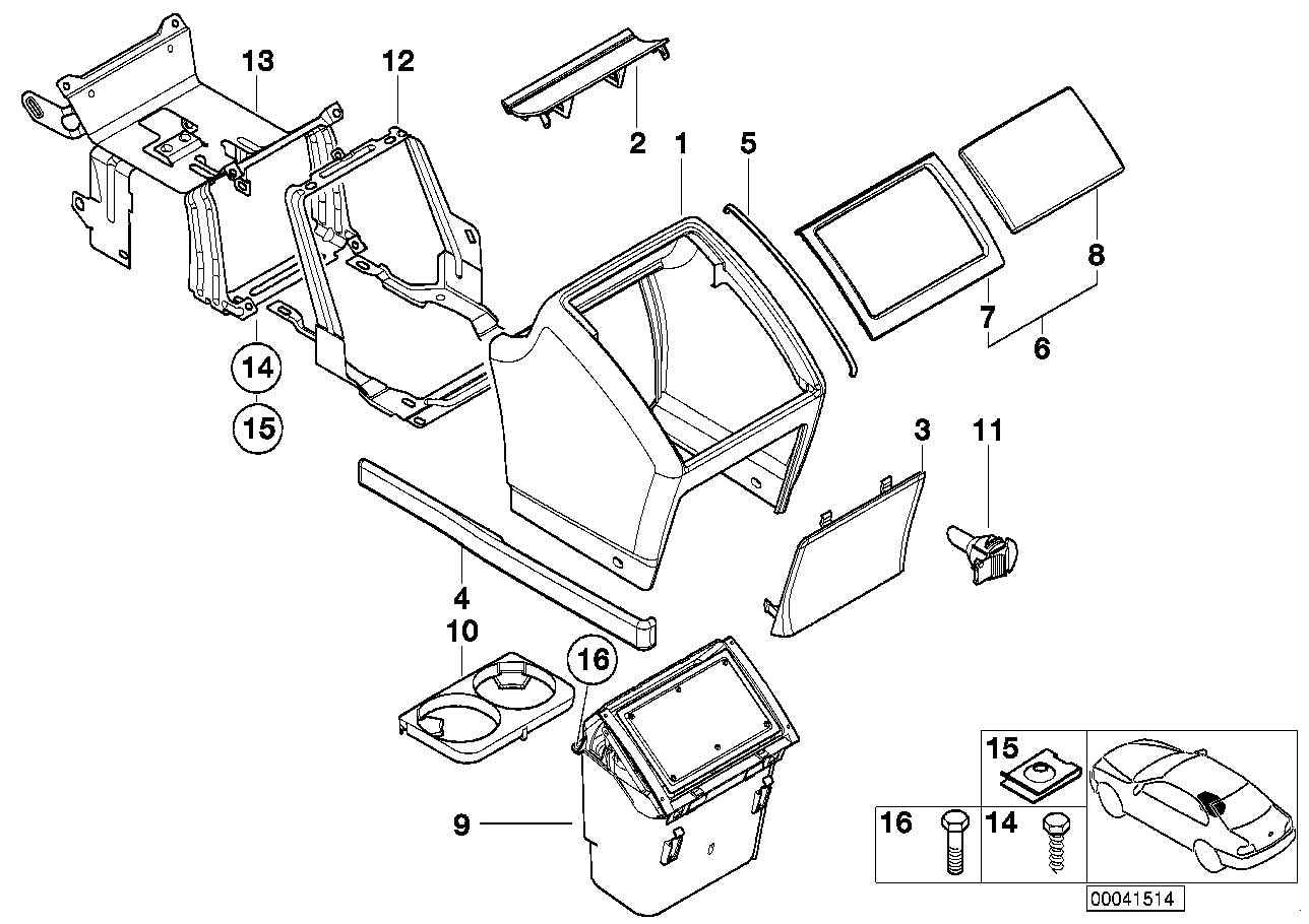 BMW Getränkehalter hinten 51168249707 - 5er E39