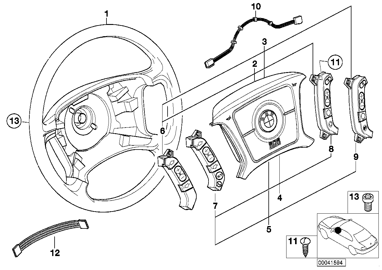 BMW Adapterleitung Schalter Lenkrad E38 E39 61318380478 - 5er E39