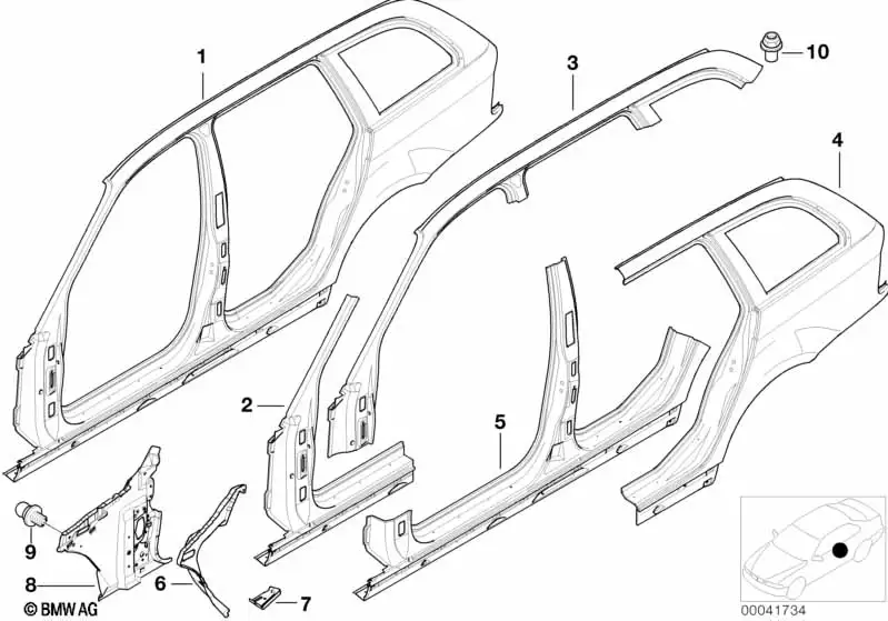 BMW Seitengerippe rechts 41218254276 - Bildposition 01