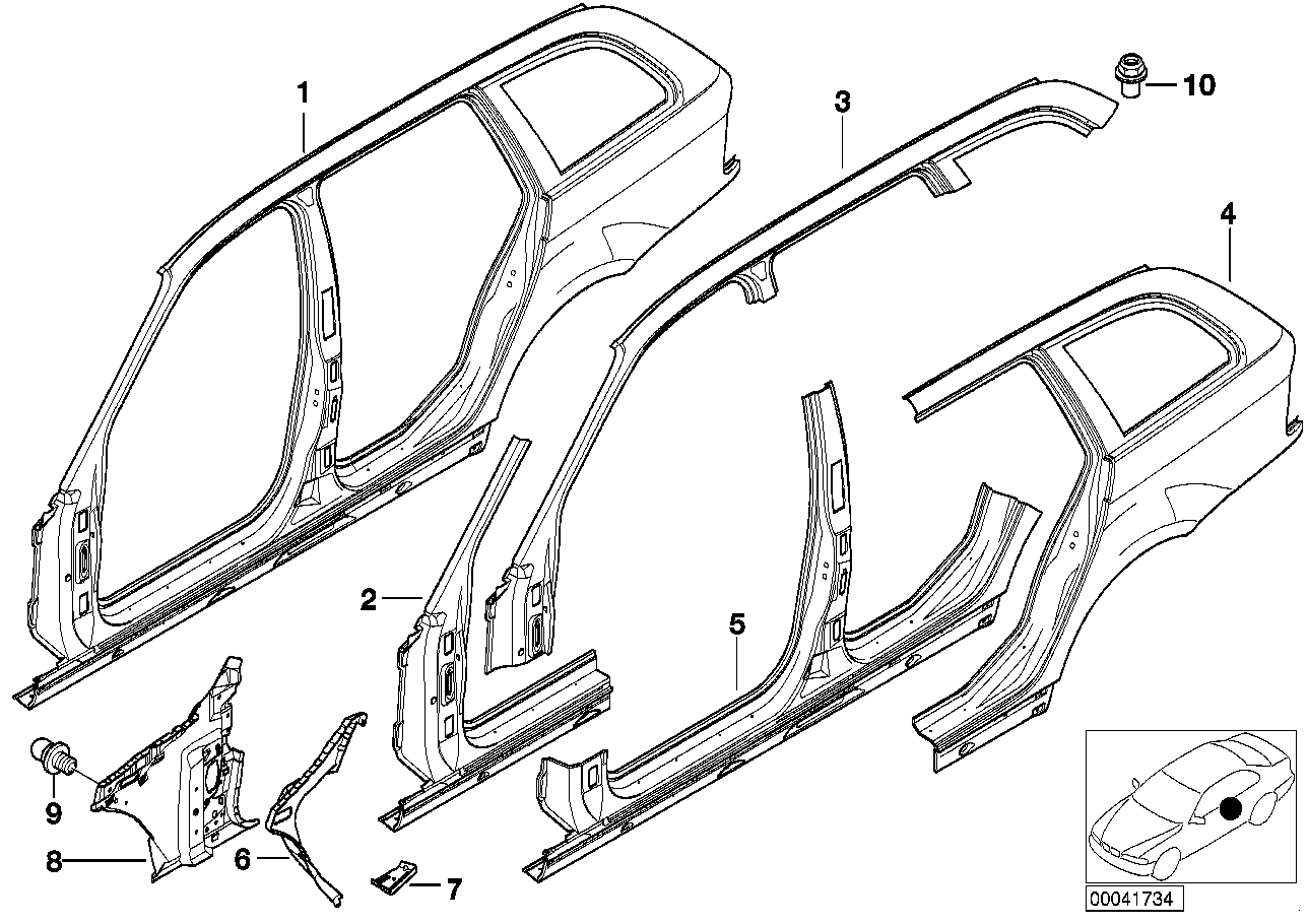 BMW Seitengerippe links E46 41218254275