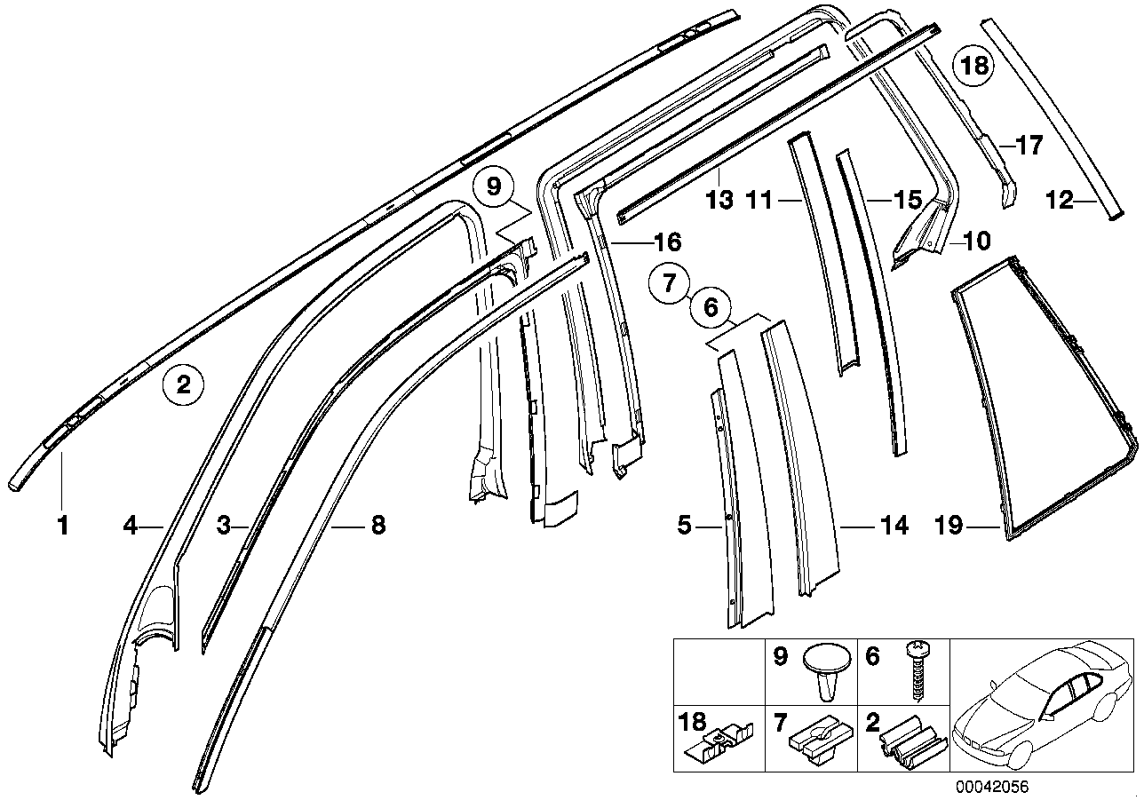 BMW Abdichtung hinten rechts E39 51348225564 - Bildposition 17