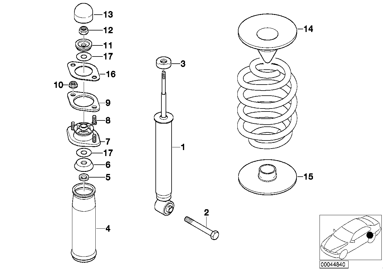 BMW Stossdämpfer hinten E30 E36 33521091999 - Z1 E30, Z3 E36