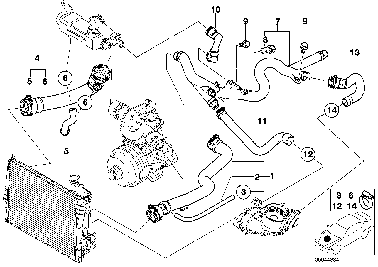 BMW Wasserschlauch E39 11537787336 - 5er E39 Limousine - Touring