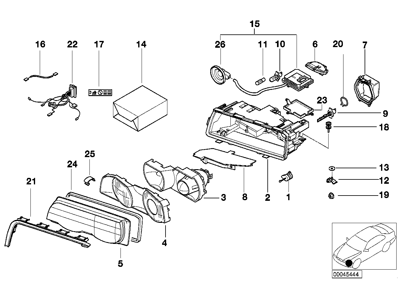 BMW Dichtung Scheinwerfer E38 63128361290 - 7er E38