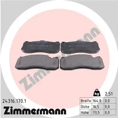 ZIMMERMANN Bremsbelagsatz, Scheibenbremse 4250238756828