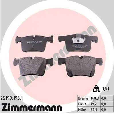 ZIMMERMANN Bremsbelagsatz, Scheibenbremse IZIN251991951