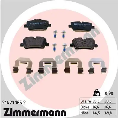 ZIMMERMANN Bremsbelagsatz, Scheibenbremse IZIN214211652