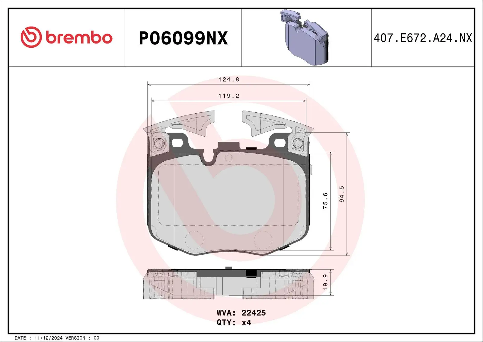 BREMBO Bremsbelagsatz, Scheibenbremse 8020584130773