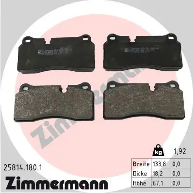 ZIMMERMANN Bremsbelagsatz, Scheibenbremse IZIN258141801