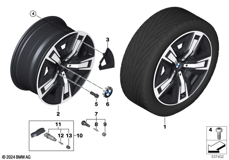 BMW Alufelge Aerodynamik 1056 bicolor (jet black uni/hochglanzpoliert) 10Jx19 ET46 5er G61