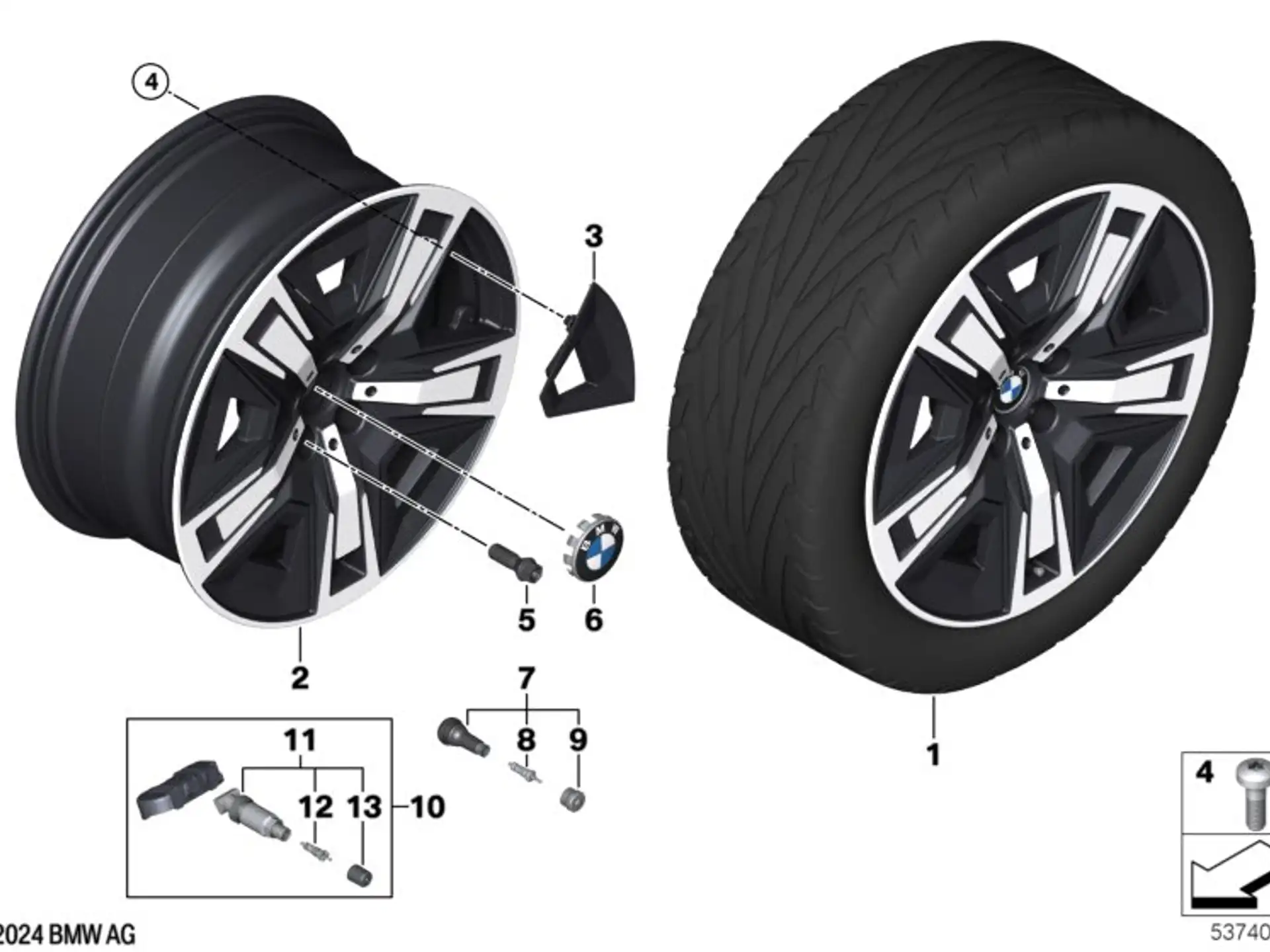 BMW Alufelge Aerodynamik 1056 bicolor (jet black uni/hochglanzpoliert) 10Jx19 ET46 5er G61