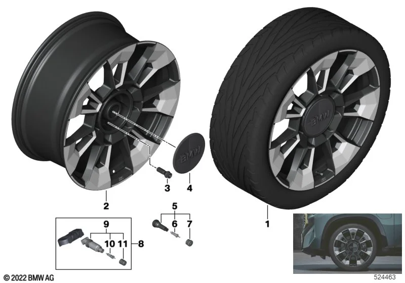 BMW Alufelge M Sternspeiche 923 bicolor (jet black uni/hochglanzpoliert) 10Jx23 ET22 XM G09