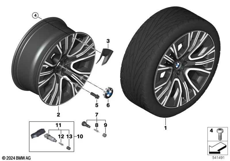 BMW Alufelge Aerodynamik 906 bicolor (midnight grey/hochglanzpoliert) E10,5Jx20 ET44 X3 G45
