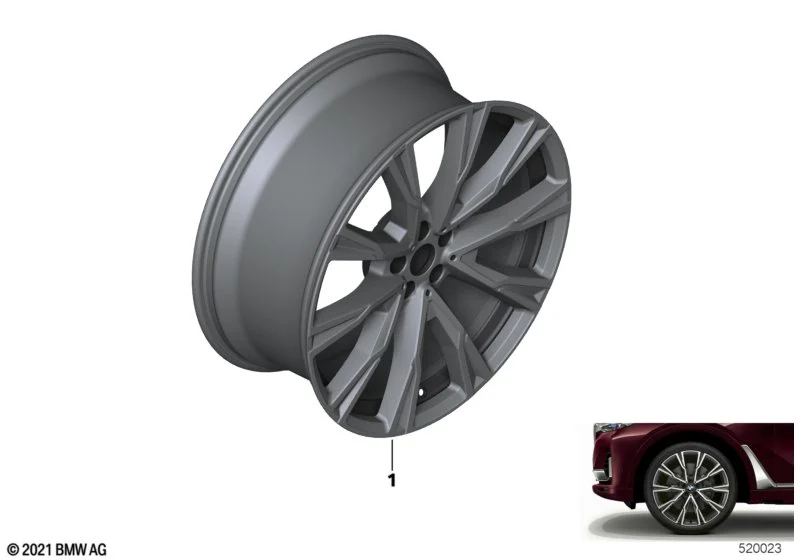 BMW Alufelge Individual Serie orbitgrau 9,5Jx22 ET32 X7 G07