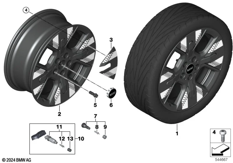 MINI Alufelge Flash Spoke 1042 2-tone (frozen midnight grey/glanzgedreht) 7,5Jx18 ET50 Cooper J01