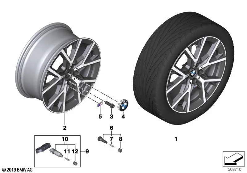 BMW Alufelge M Y-Speiche 553 bicolor (refined silver/hochglanzpoliert) 8Jx18 ET54 1er F40 2er F44