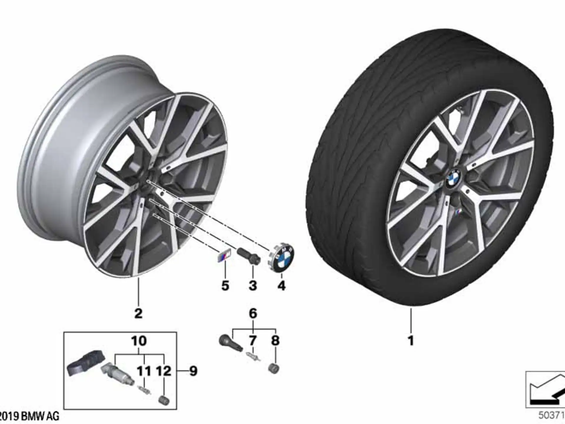 BMW Alufelge M Y-Speiche 553 bicolor (refined silver/hochglanzpoliert) 8Jx18 ET54 1er F40 2er F44