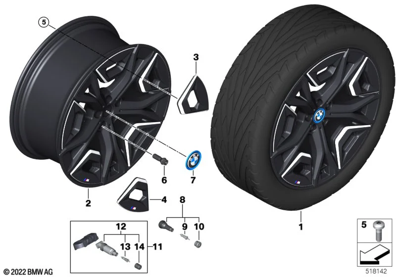 BMW Alufelge M Aerodynamik 1023 bicolor (schwarz II/hochglanzpoliert) 9,5Jx22 ET37 iX I20