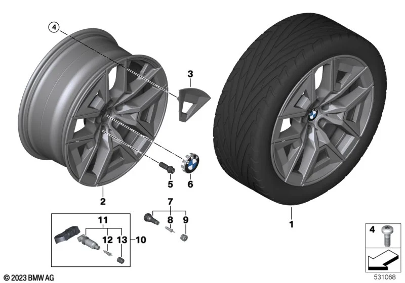 BMW Alufelge Aerodynamik 934 lightning grey 8,5Jx19 ET29 5er G60 G61