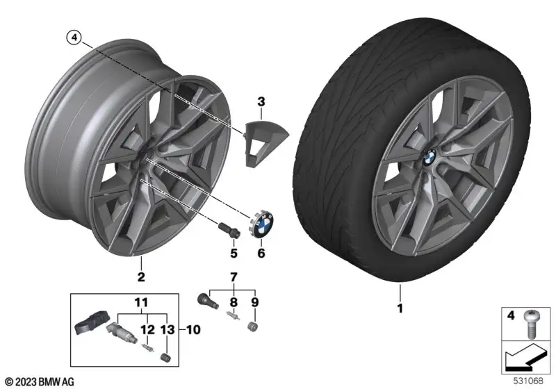 BMW Alufelge Aerodynamik 934 lightning grey 10J ET46 5er G61