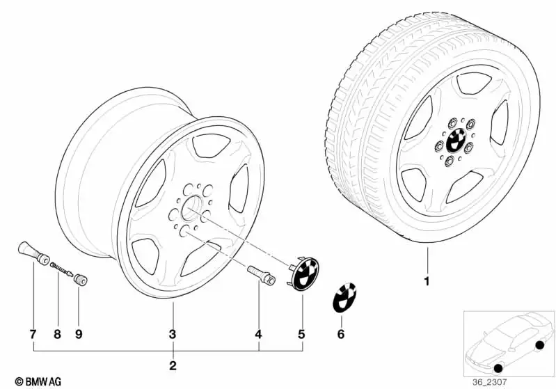 BMW Alufelge Flachstern-Styling (Styl.16) 7J ET20 5er E34