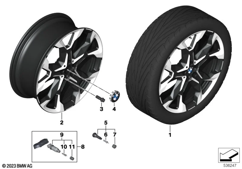 BMW Alufelge Y-Speiche 874i bicolor (jet black uni/hochglanzpoliert) E-8Jx21 ET46 X2 U10