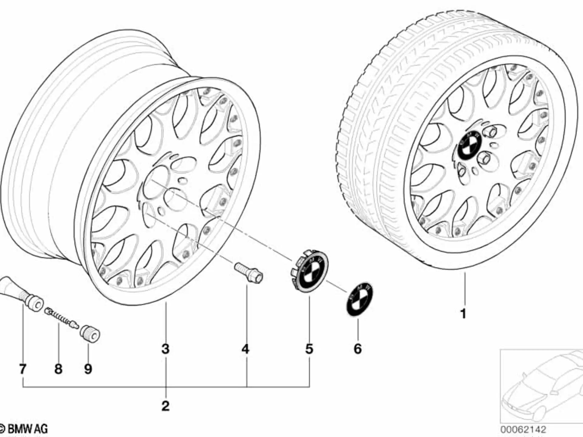 BMW Alufelge Y-Speiche 80 silber 8Jx17 ET20 5er E39 Vorderachse/Hinterachse