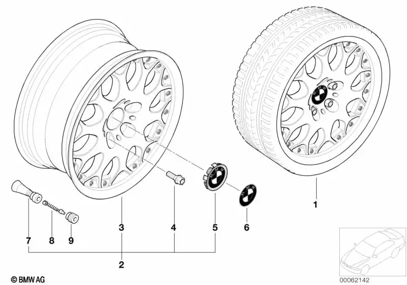 BMW Alufelge Y-Speiche 80 silber 8J ET20 5er E39 Vorderachse/Hint