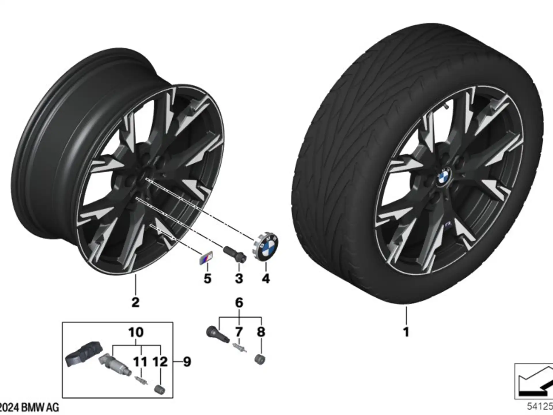BMW Alufelge M Y-Speiche 976 bicolor (jet black uni/hochglanzpoliert) 8Jx19 ET53 1er F70 2er F74
