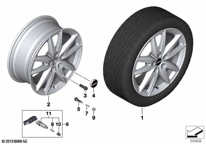 MINI Alufelge JCW Grip Spoke 815 brightsilver 8Jx18 ET54 F54