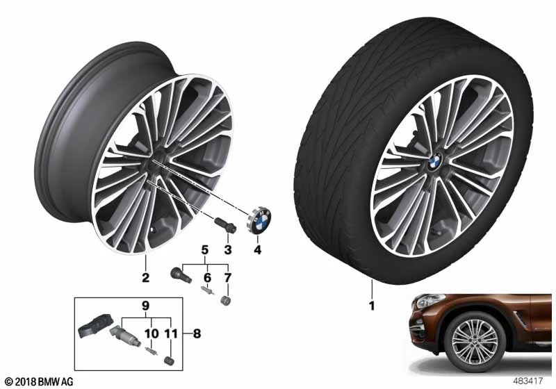 BMW Alufelge Doppelspeiche 696 ferricgrey 7,5Jx19 ET32 X3 G01 X4 G02