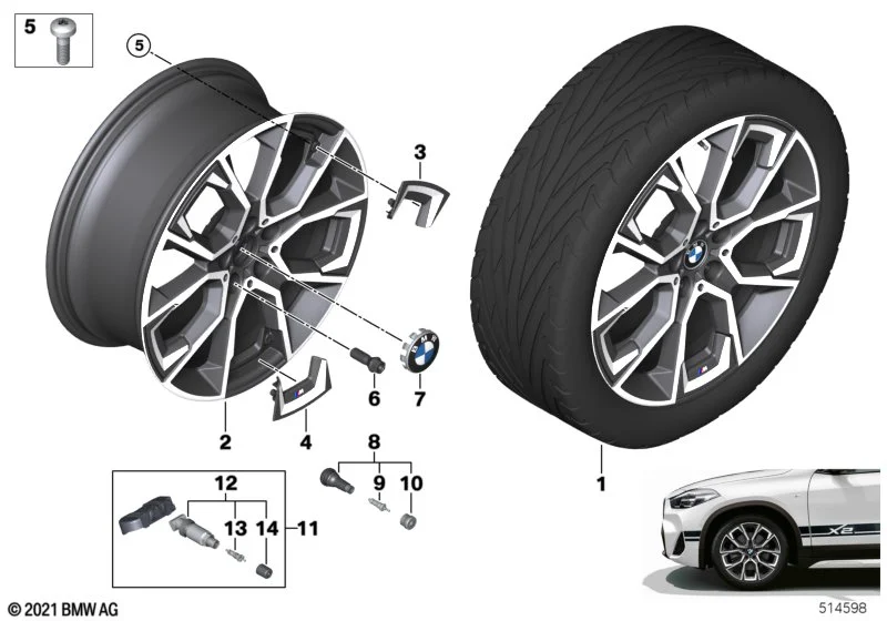 BMW Alufelge Aerodynamik 919M gunmetal grey/glanzgedreht 8Jx19 ET47 X1 F48 X2 F39