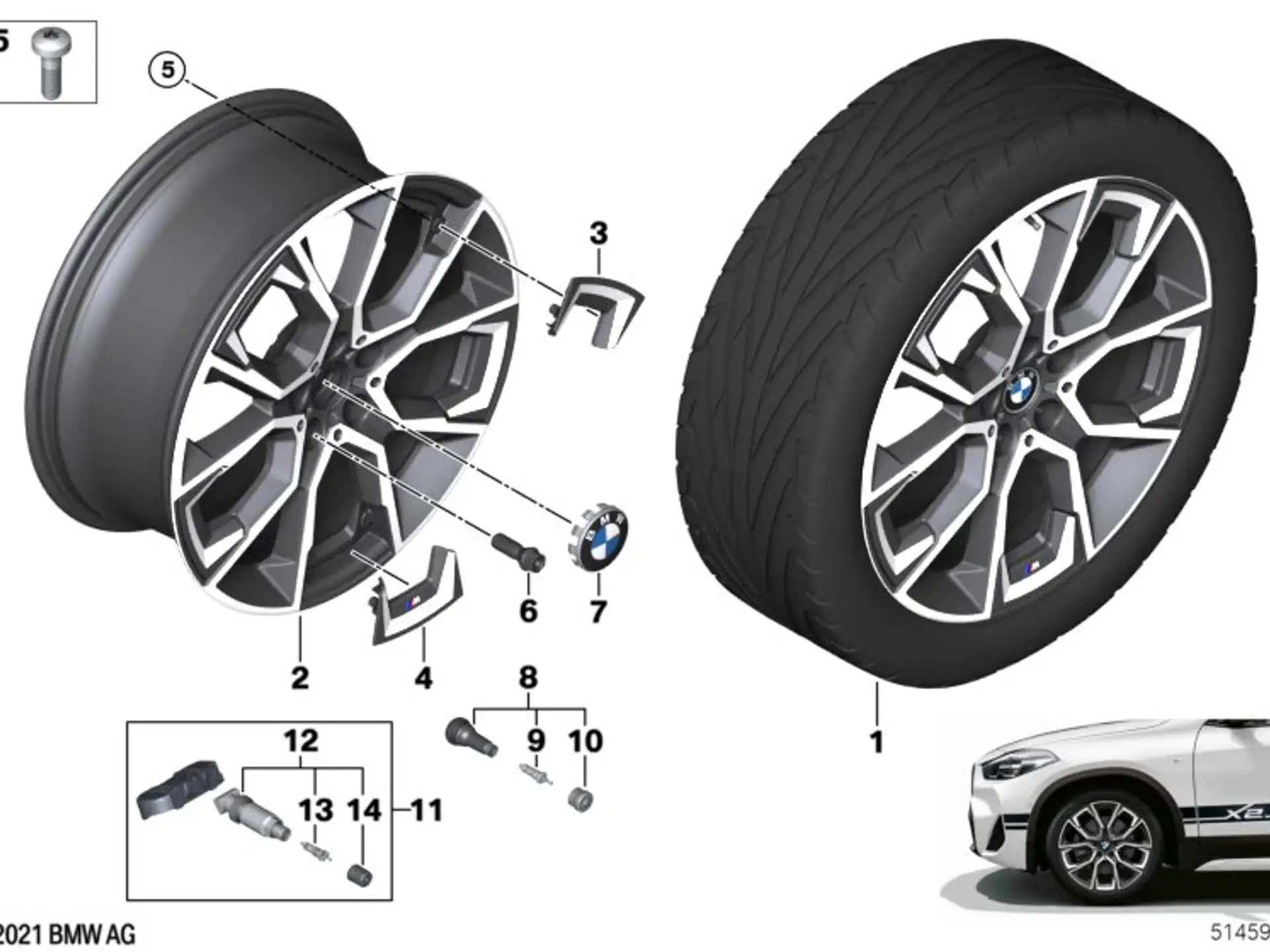 BMW Alufelge Aerodynamik 919M gunmetal grey/glanzgedreht 8Jx19 ET47 X1 F48 X2 F39