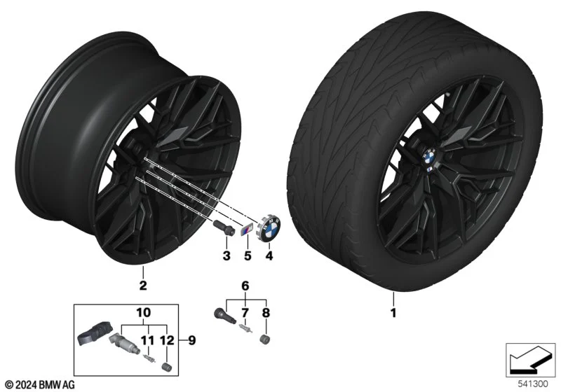 BMW Alufelge Doppelspeiche 1075M jet black matt 10,5Jx20H2 ET28 5er G90 M5/G99 M5