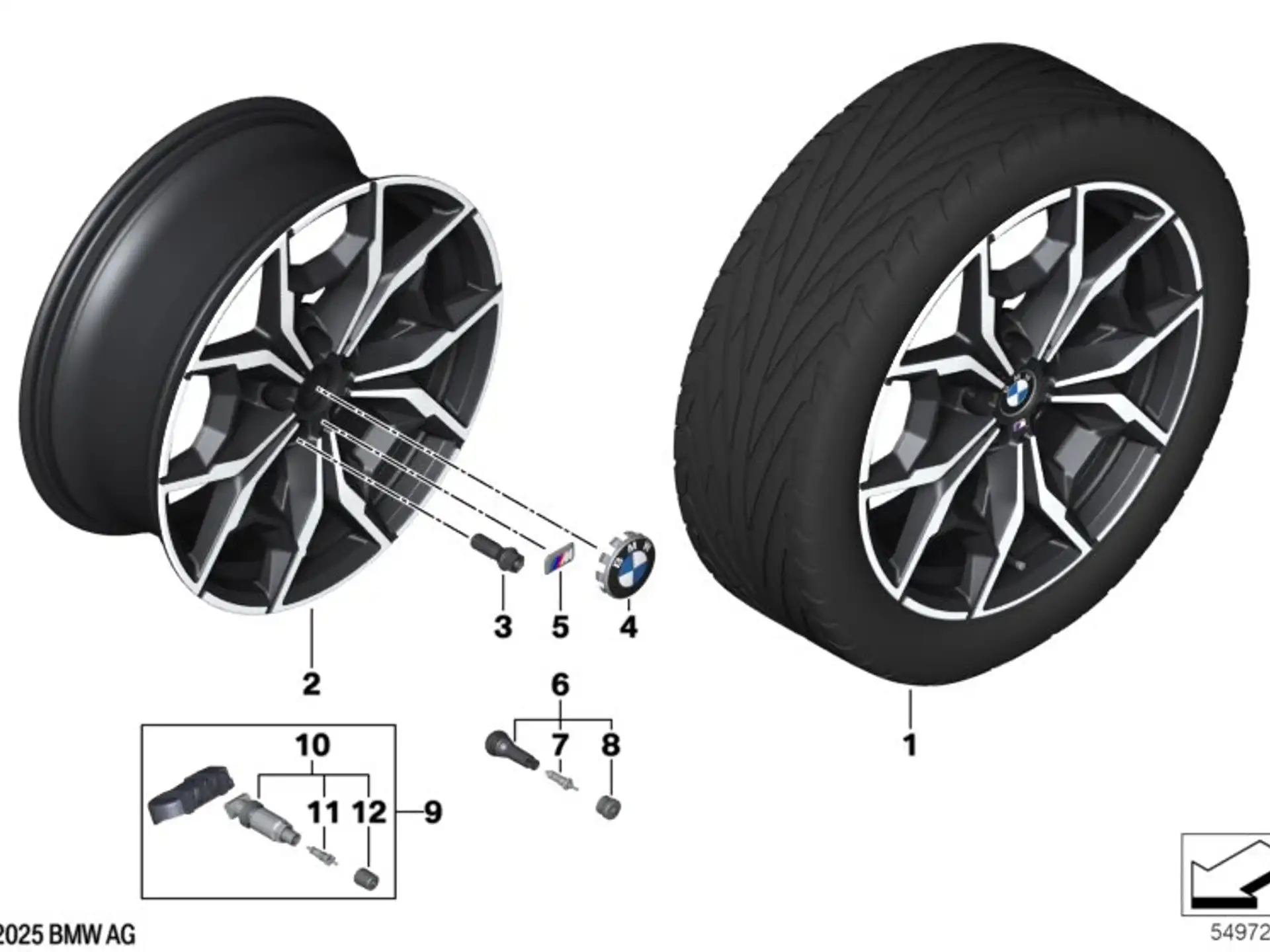 BMW Alufelge Y-Speiche 887M jet black uni/glanzgedreht 7,5Jx19 ET32 X3 G01 X4 G02