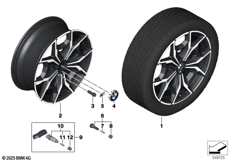 BMW Alufelge Y-Speiche 887M jet black uni/glanzgedreht 7,5J ET32