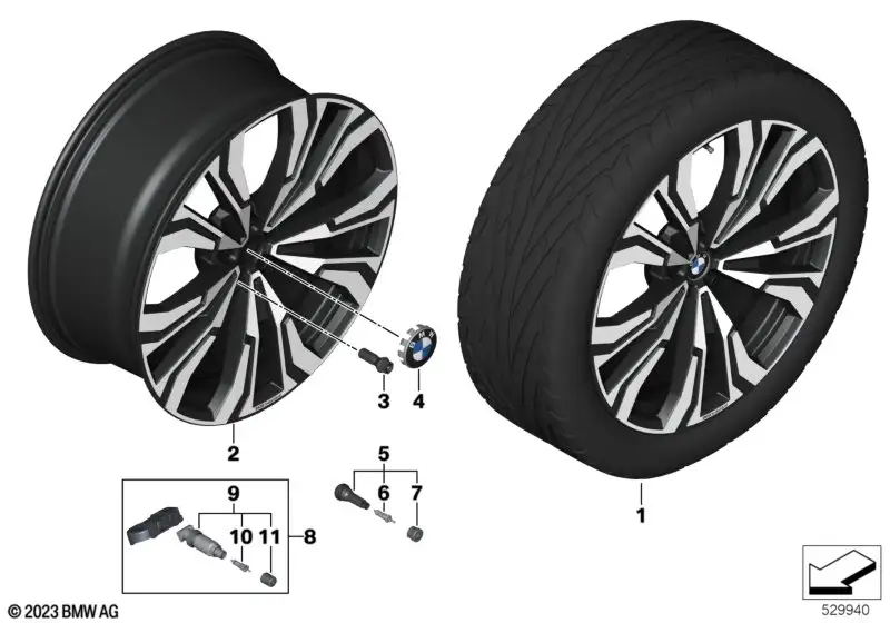 BMW Alufelge V-Speiche 914I jet black uni/glanzgedreht 10,5J ET43