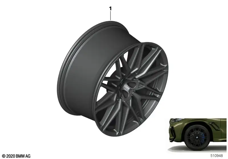 BMW Alufelge Individual Rad KA574 jet black uni 10,5J ET31 X5 M F