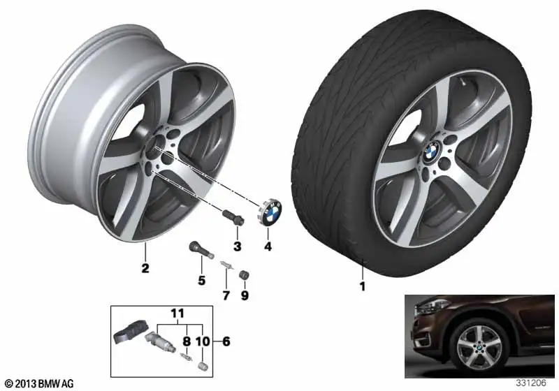 BMW Alufelge Sternspeiche 490 silber 9J ET18 X6 F16 (linke Fahrze